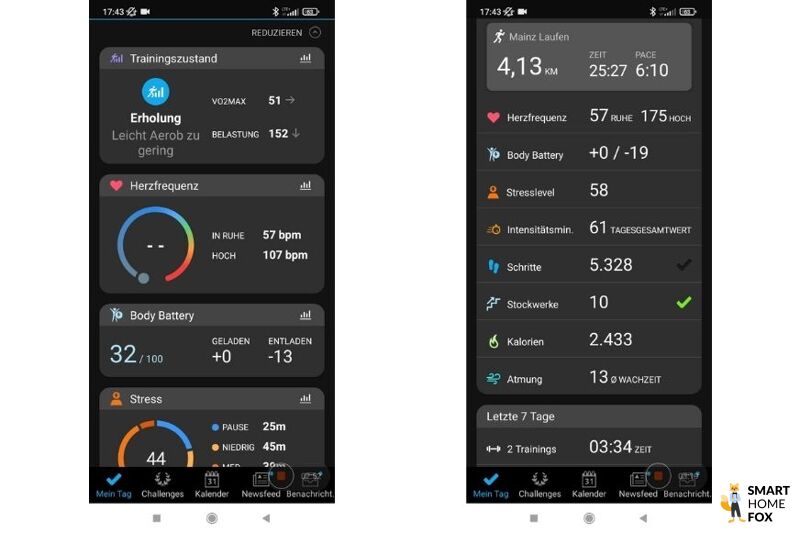 В приложении можно увидеть фитнес-данные, которые были измерены с помощью Garmin Fenix 6.